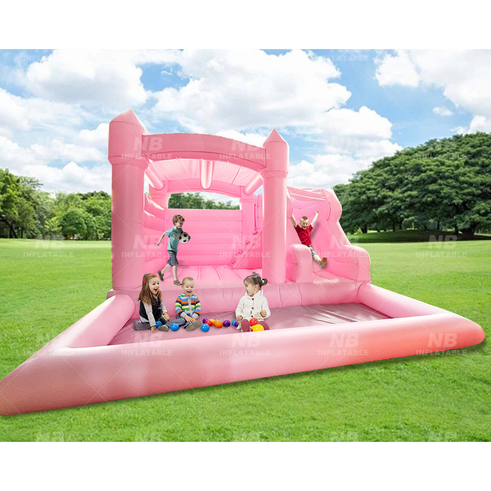 Nuevo hogar infantil cama rebotante gran interior y exterior princesa rosa viento slide infláble parque infláble castillo