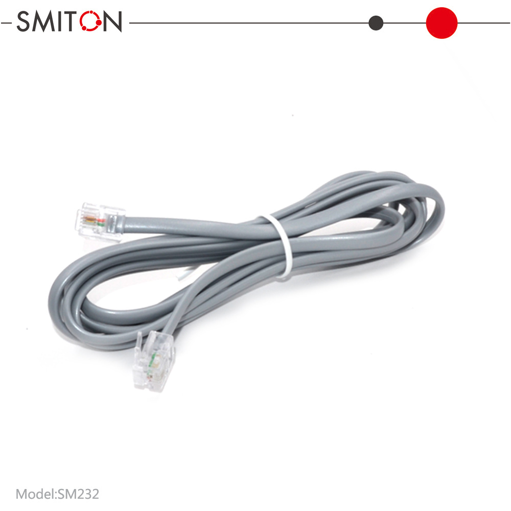 工厂直销  1米 批发供应室内银灰色电话线 RJ11-6P2C电话线