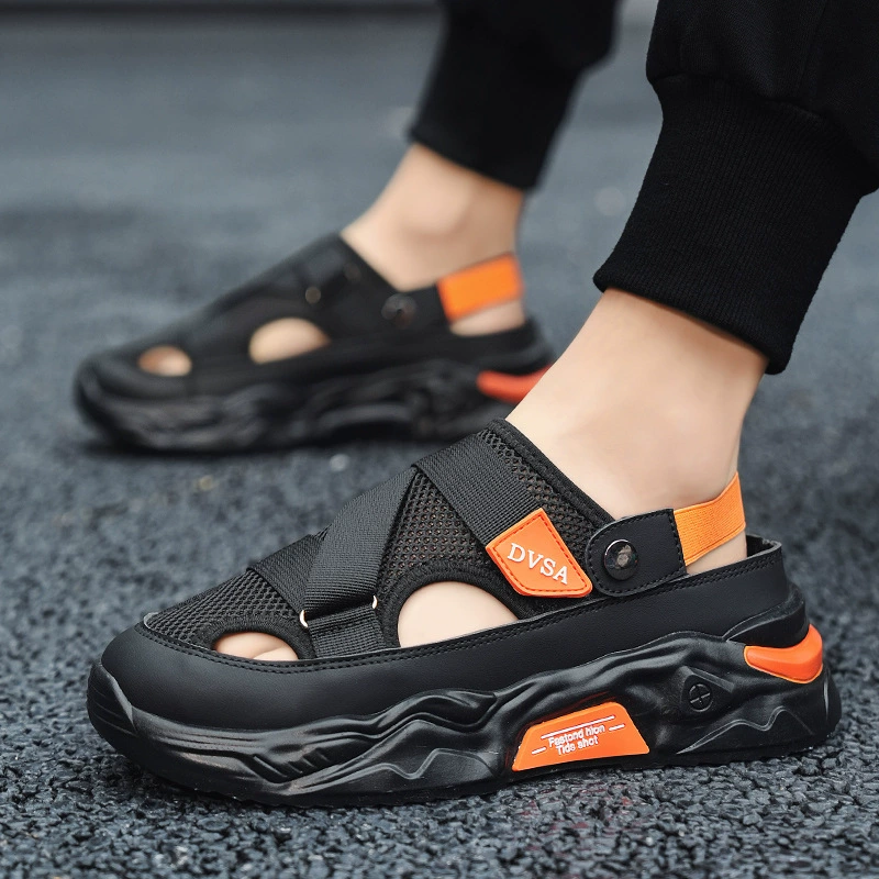 Кожаная голова наполовину мужская половина перетаскивания 2024 новая корейская версия сетчатой ленивой обуви мягкая подошва повседневная холодная прогулка