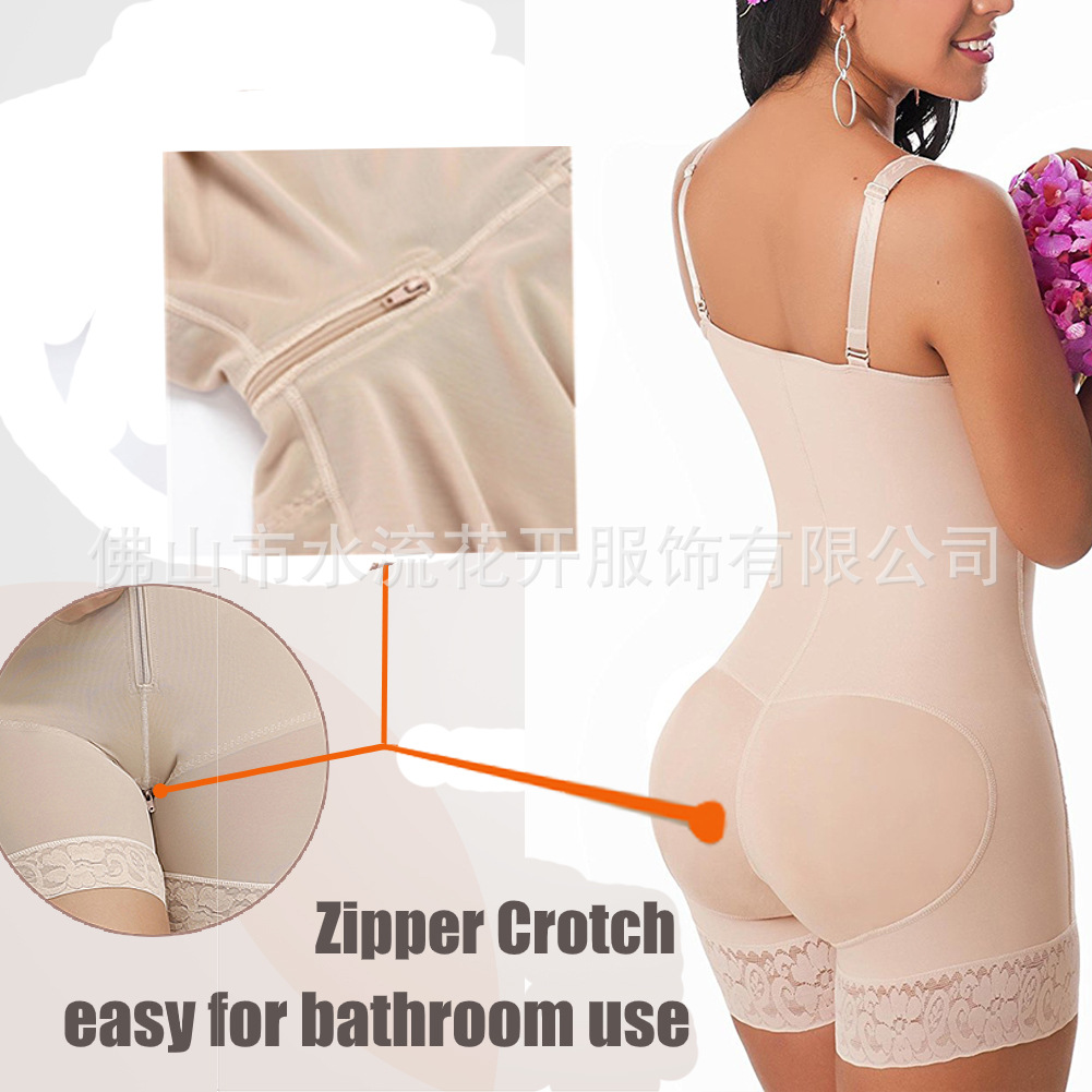 Pantalones de modelado de vientre de cintura alta europeos y americanos pantalones de conformación de cuerpo pantalones de levantamiento de cadera de contracción de vientre pantalones de encaje cremallera corsé Honda ropa interior de una pieza