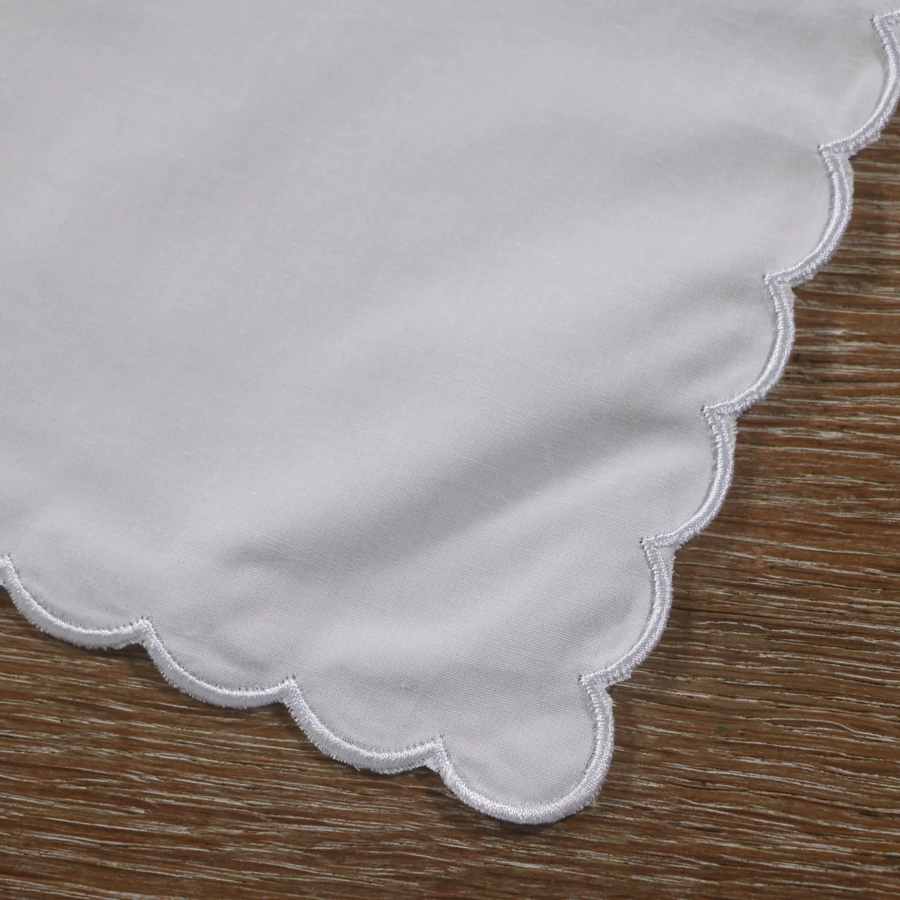 [C015 Lace Handkerchiefs 婚礼圣诞12“x12"白色纯棉绣扇贝边手帕]