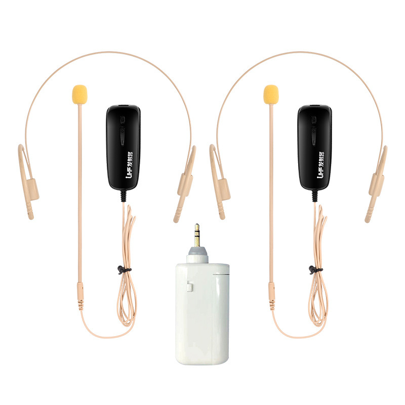 One-To-Two Headset Microphone Skin Color Ear-Hook Wireless Microphone Stage Performance Teaching Speech Hosting Headset