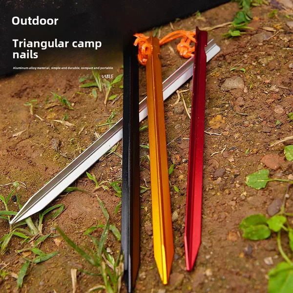 23cm triangular ground nail outdoor tent accessories aluminum alloy ground nail reinforced canopy windproof reinforced ground nail with rope