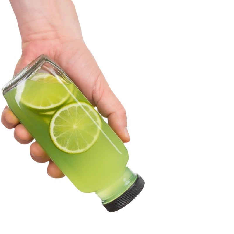 Amazon 16oz botella de vidrio transparente con tapa reutilizable para batidos de jugo, leche y bebidas de almacenamiento