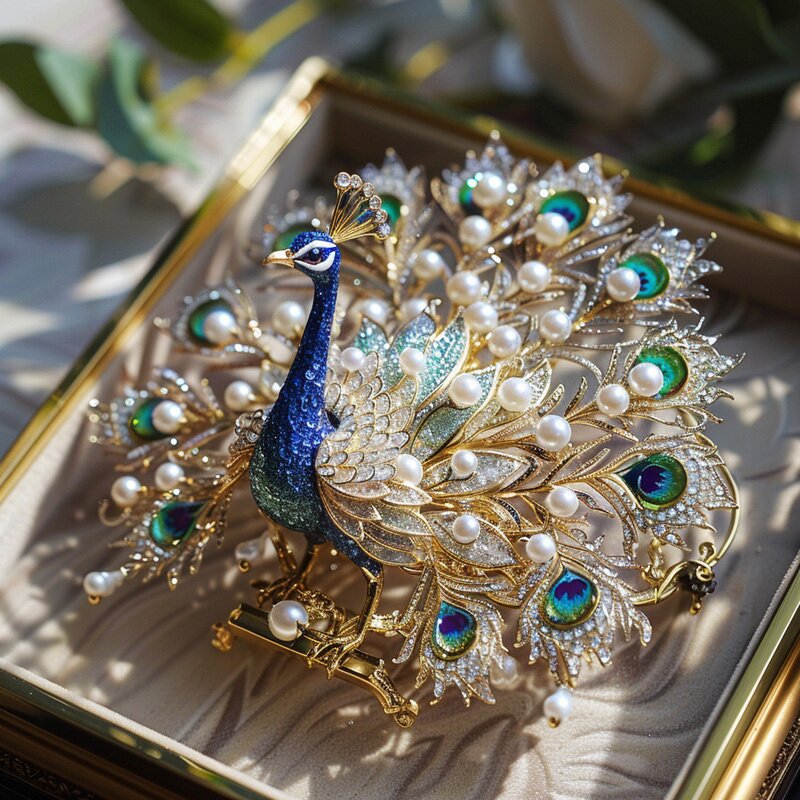 Xiliang Feizi Original Design European And American Jewelry Heavy-Duty Enamel Colorful Freshwater Pearl Peacock Brooch Gift