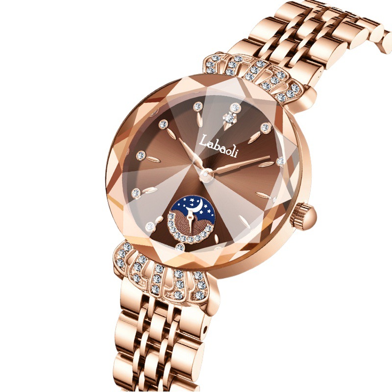 Laboli reloj de mujer en vivo popular Reloj de segunda placa pequeña para mujer con diamantes incrustados Reloj de cuarzo impermeable de moda de nicho de lujo ligero