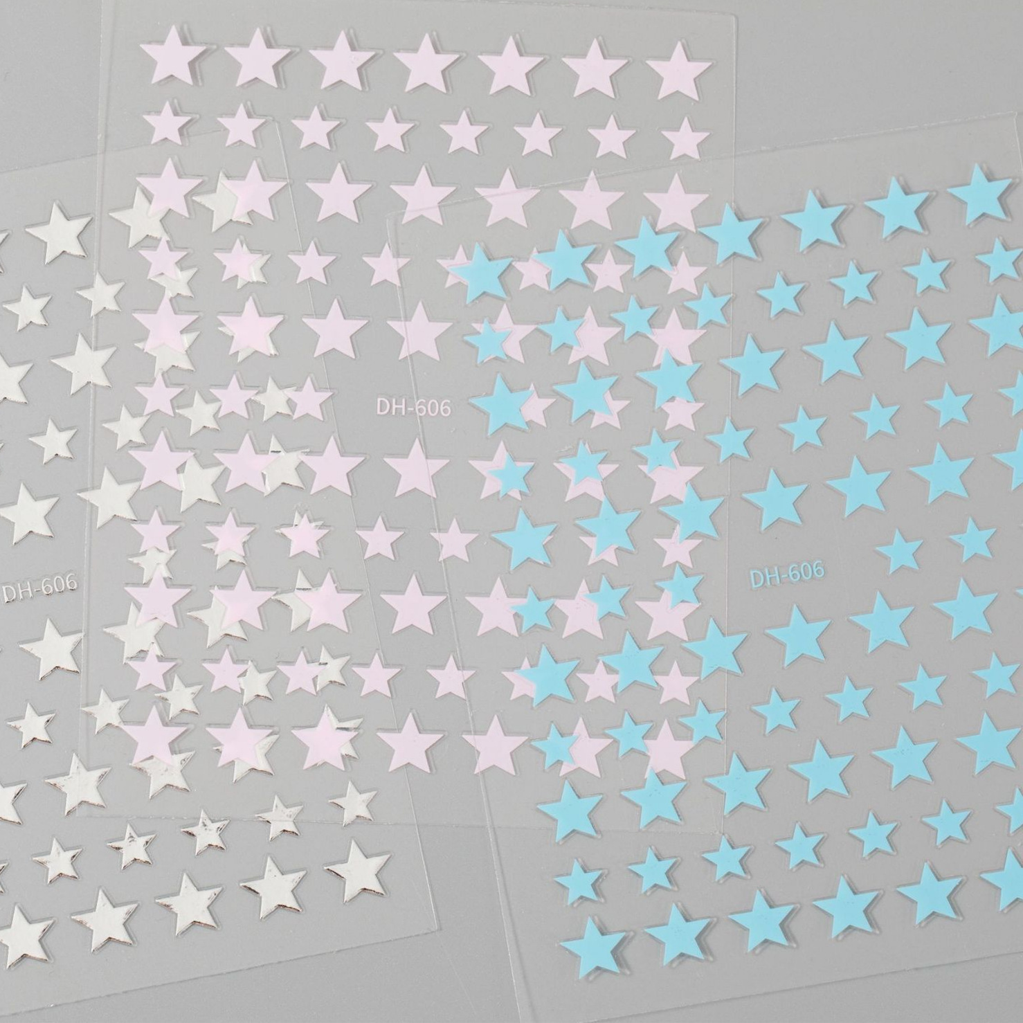 인터넷 연예인 오각별 네일 스티커(접착제 포함), 심플하고 다재다능한 오각별 네일 아트 스티커, DH 스타일