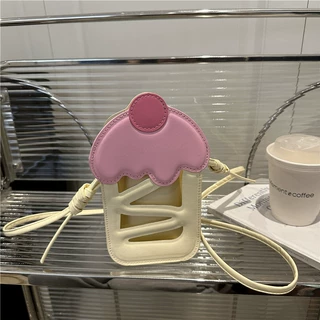 韩版时尚手机包创意设计镂空女士小方包甜美可爱樱桃蛋糕斜挎包女