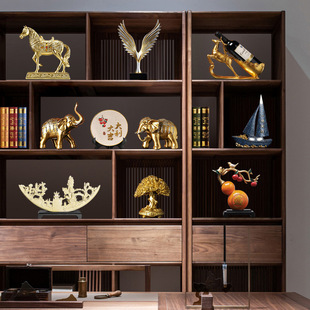 New Chinese Style Boss Office Decorations Light Luxury Bookcase Decorations Cabinet Crafts