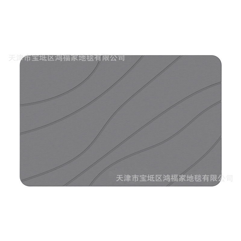 跨境素色条纹软硅藻泥地垫欧美浴室卫生间防滑吸水脚垫地毯厨房垫|undefined