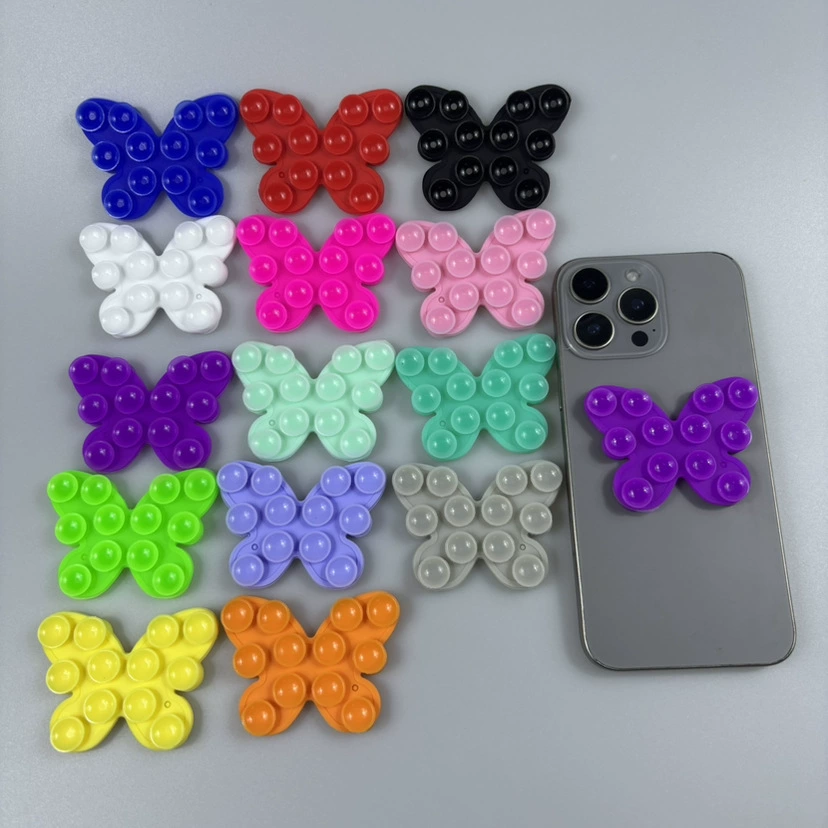 Заводская горячая продажа силиконовая наклейка двухсторонний наклейка для мобильного телефона наклейки бабочка фруктовая любовь присоска самоклеящаяся подставка для мобильного телефона