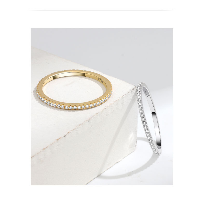Zircon Inlay Material 18K Gold Plated White Gold Plated 925 Sterling Silver Zircon Geometric Rings