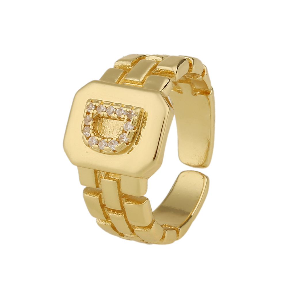 New Fashion Copper-plated 26 English Alphabet Open Ring display picture 10