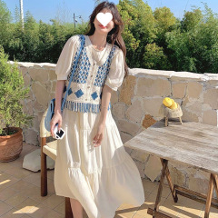 デニムベストドレスツーピースセット女性のための 2025 夏の新しい韓国スタイルルーズカバー肉小さなクリアホリデープリンセスドレス