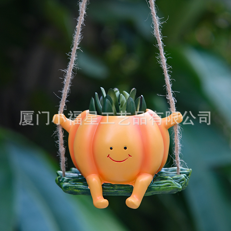 Nuevas macetas de columpio lindo transfronterizas que cuelgan plantas sonrientes, macetas creativas carnosas, macetas de jardín al aire libre, macetas de jardín