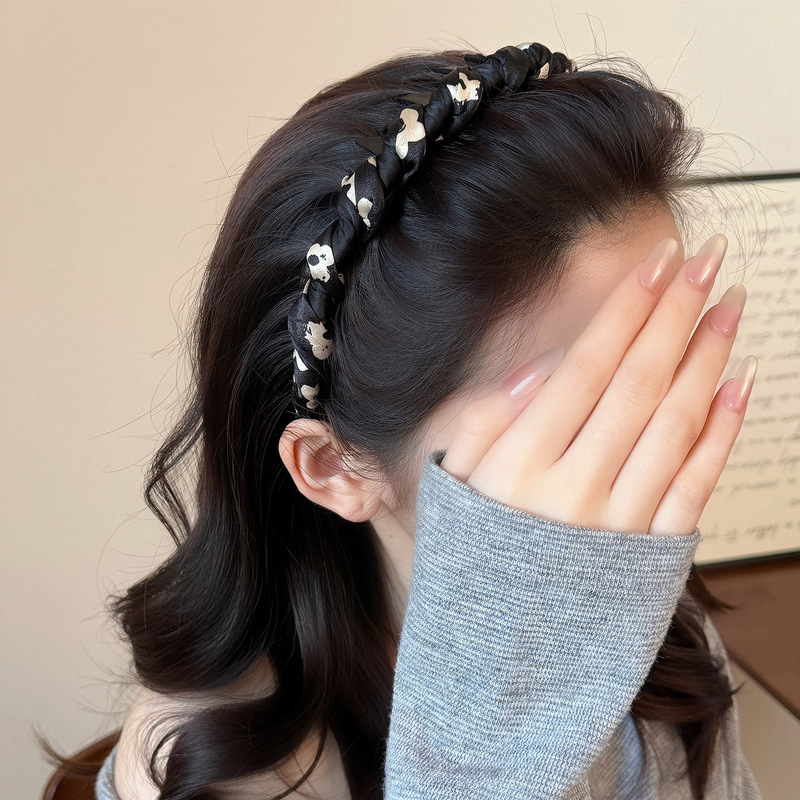 气质撞色麻花防滑头箍女韩国新款高颅顶发箍外出百搭洗脸压发发卡|undefined