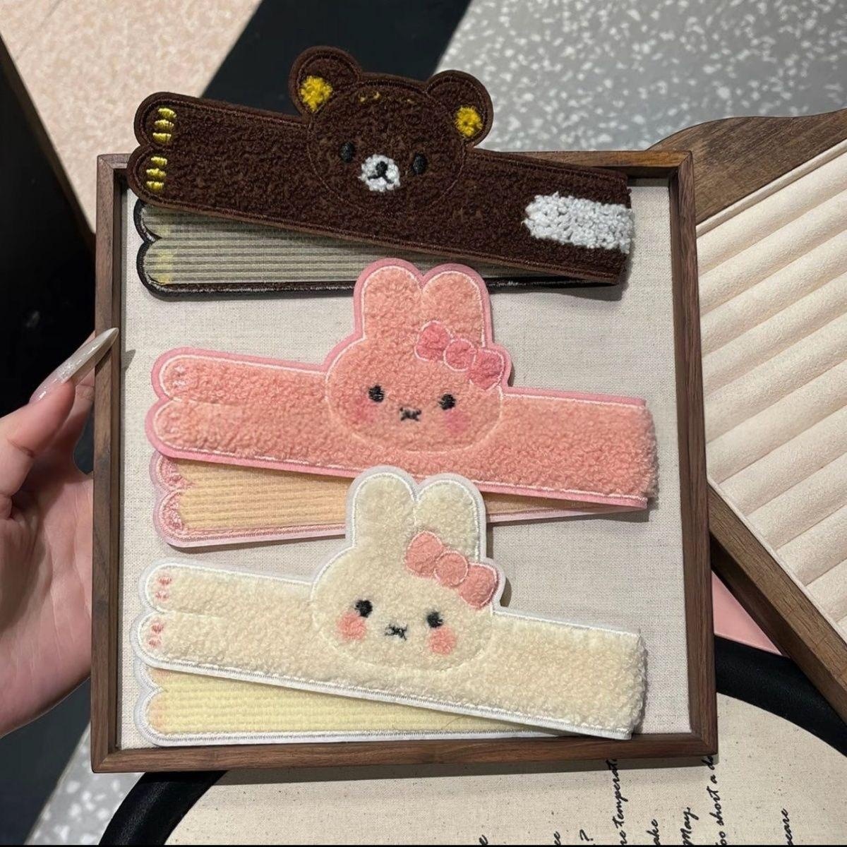 Cartoon bunny animal hair clip, funny girl's forehead seamless bangs sticker, face wash makeup headband
