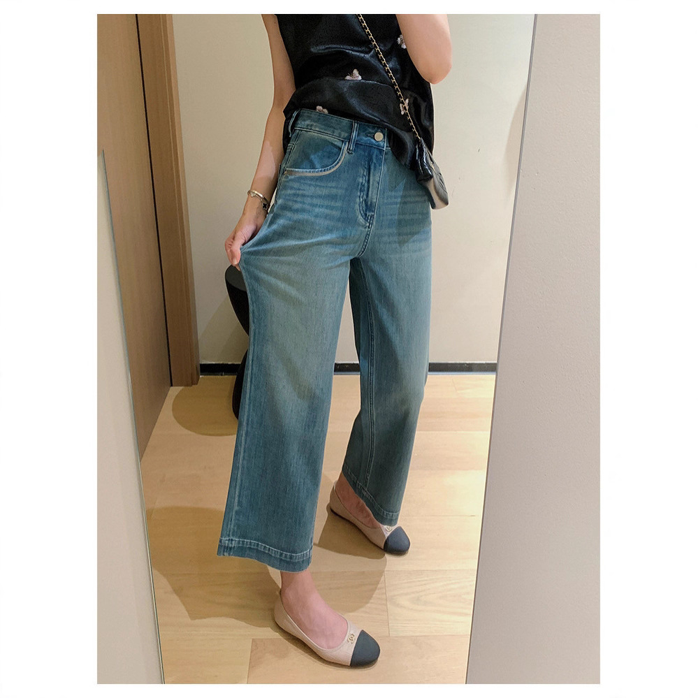 限量绣线蓝牛！四面弹双工艺水洗九分裤夏季直筒牛仔裤女