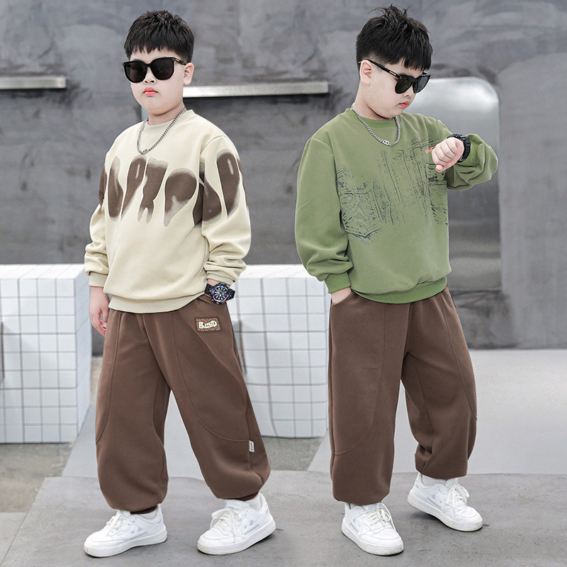 Fat Children's Clothes Boy's suit Spring and Autumn plus size Children's Clothing Plus-sized Sweatshirt Sports Pants Fashionable Two-piece Set