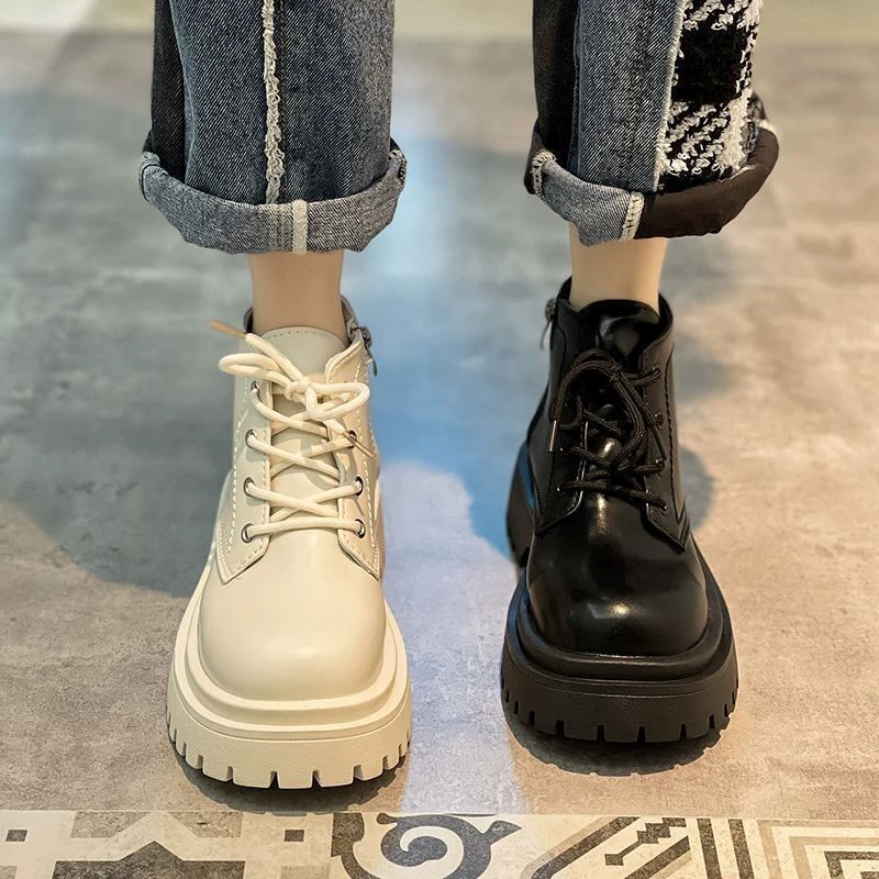 Белые ботинки Martin с толстой подошвы дети весна и осень 2024 новый английский стиль французский стиль сети красные ботинки одиночные ботинки