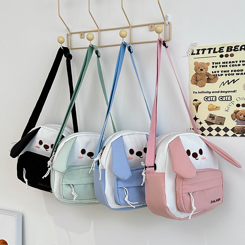 Linda chica de dibujos animados pequeña bolsa de tela pequeña bolsa de mujer INS pequeña frescura estudiante oreja grande bolsa de hombro bolso de teléfono móvil