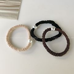 仿珍珠黑色頭繩小橡皮筋發圈女扎頭髮繩頭飾小腸高馬尾2023年新款