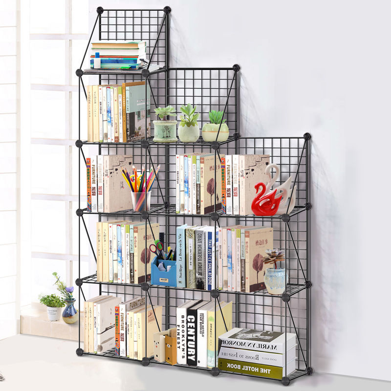 简易书架学生落地铁艺置物架客厅卧室网红单元格收纳儿童绘本书柜