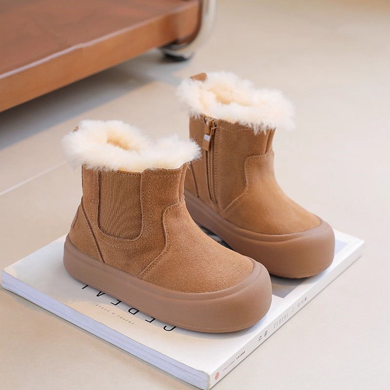 Children's Boots 2025 New Winter Big Snow Cotton Girls' Baby Fleece-Lined Kids' Shoes_voghion.com