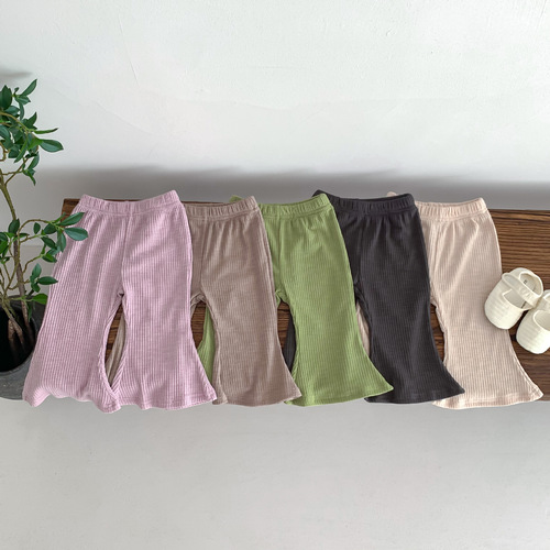 Korean style children's clothing spring and autumn new style girls' bell pants candy multi-color baby thin high elastic ribbed casual trousers trendy