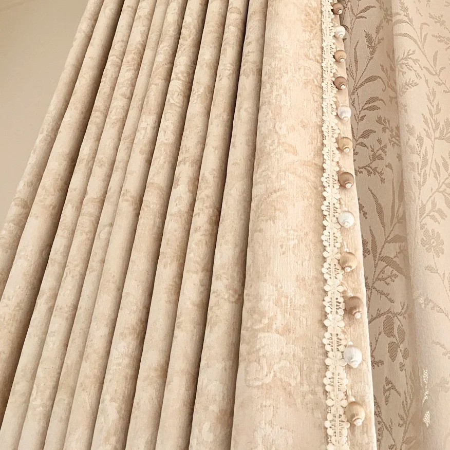 モーリスフラワーフレンチレトロシェニールカーテン リビングルーム 寝室 高級感 遮光カーテン生地 完成品