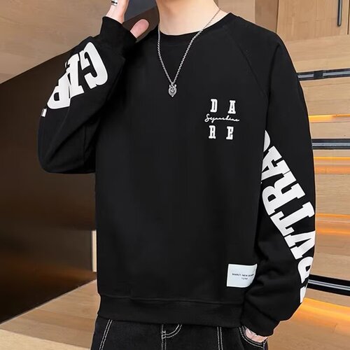 Autumn/Winter Men's Hooded Crew Neck Long Sleeve T-Shirt Streetwear Trendy Simple Sweatshirt Casual Men's Clothing
