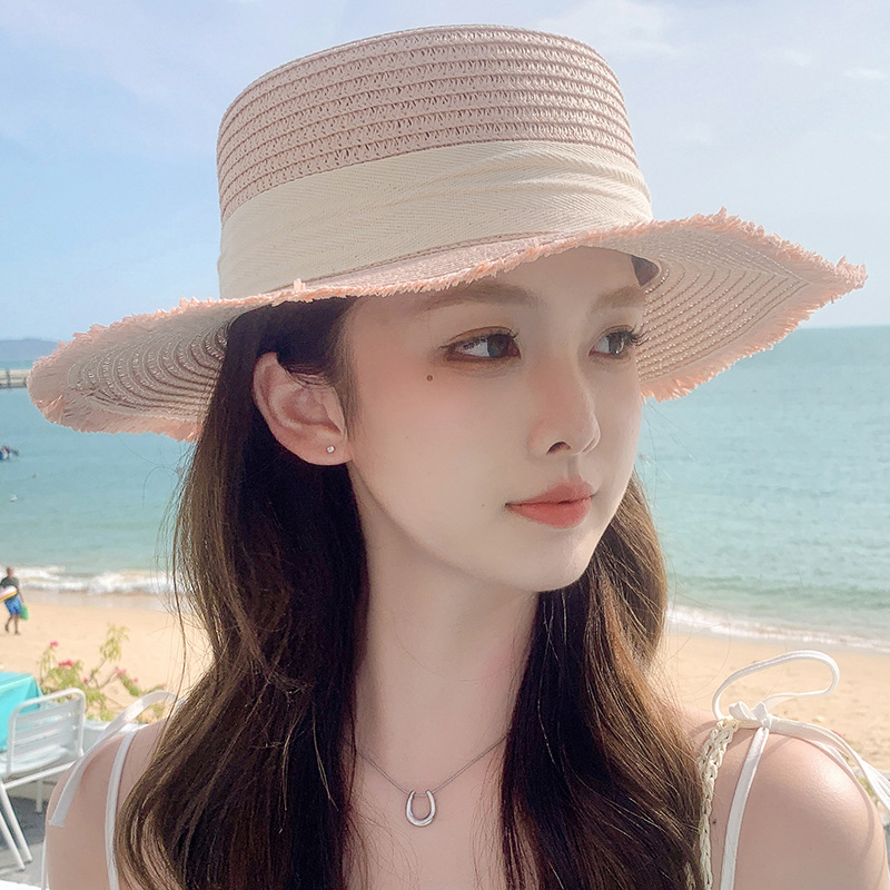 Women's Straw Beach Hat With Bow For Summer Holiday Style_voghion.com