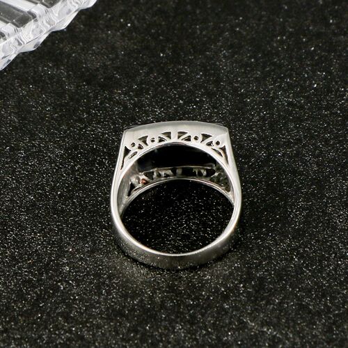European and American trade new stainless steel men's black zircon large finger index finger ring trendy titanium steel ring SA715