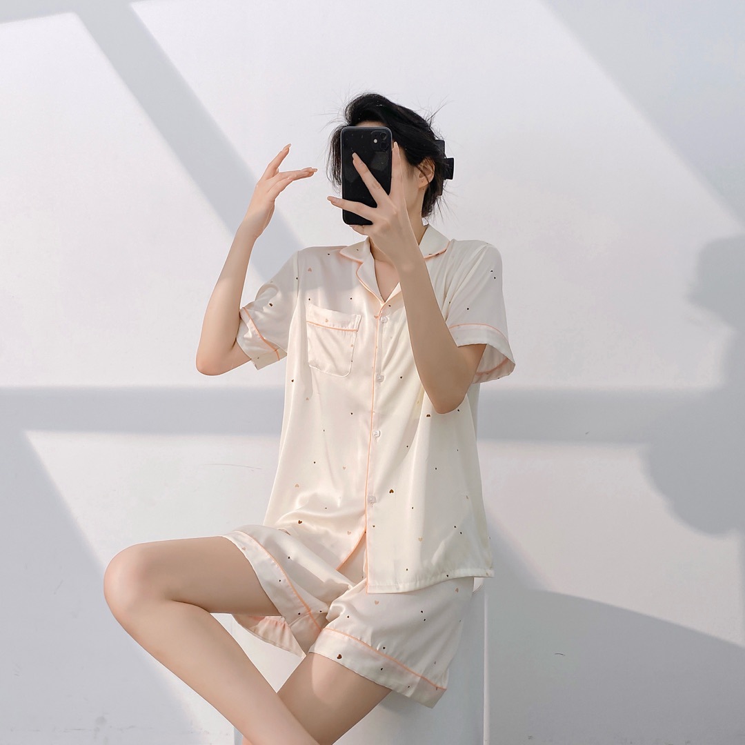 여자 더블 쇼트 세트 가슴 패드