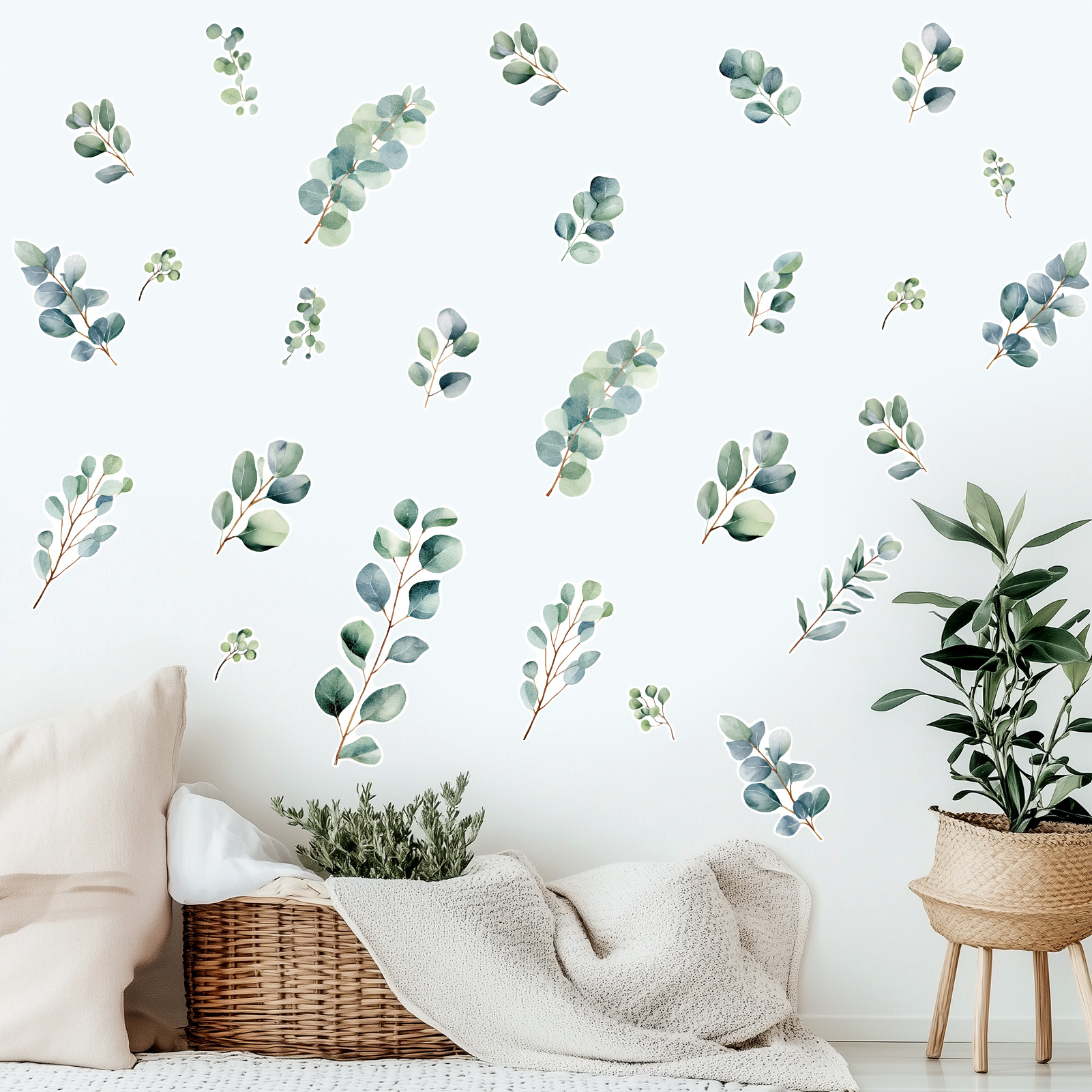Eukalyptus Pflanze Badezimmer Fliesen Hintergrund Aufkleber Blatt wasserdichte Wandkunst selbstklebend_voghion.com