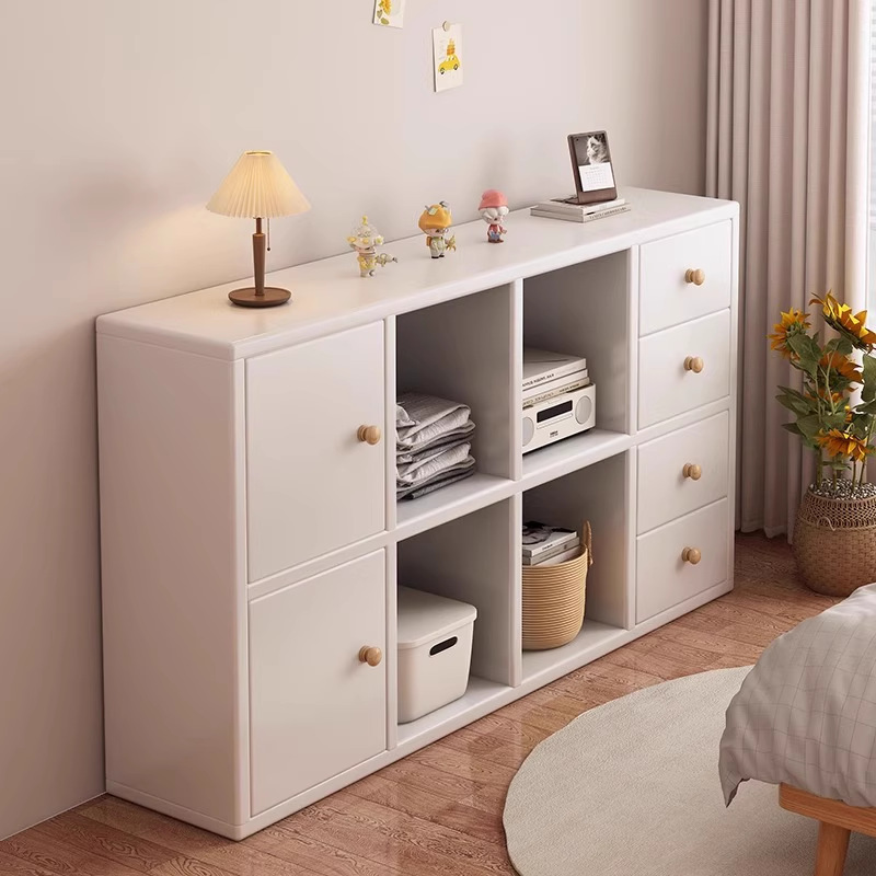 Gabinete de madera sólida armario de piso armario de almacenamiento sala de estar armario al lado del sofá armario contra la pared armario de almacenamiento simple estante de libros domésticos