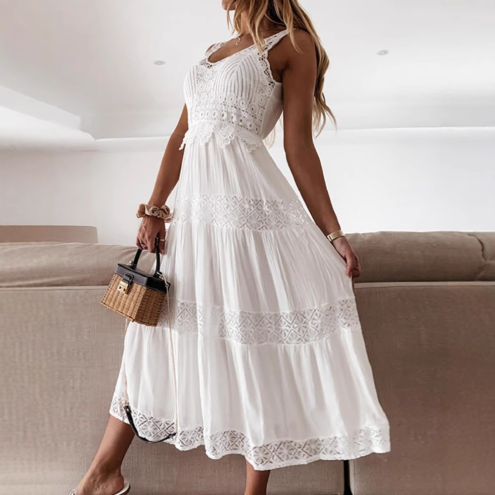 Nuevo vestido de encaje de estilo europeo y americano con abertura y cintura alta para primavera y otoño 2026, elegante vestido tipo slip para el día a día. image 4