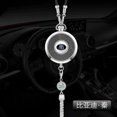 perfume diffusers, rearview mirror decorative: Car hanging - byd-qin-silver-alloy-pendant-comes-with-1-bottle-of-blue-ocean-perfume