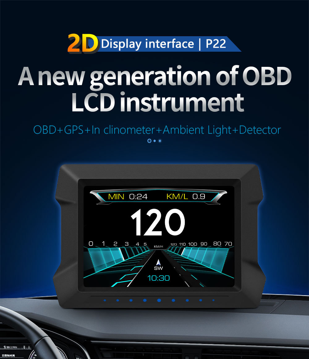 Cross-border multifunctional LCD HUD head-up display car-mounted high-definition OBD automotive instrument digital GPS inclinometer