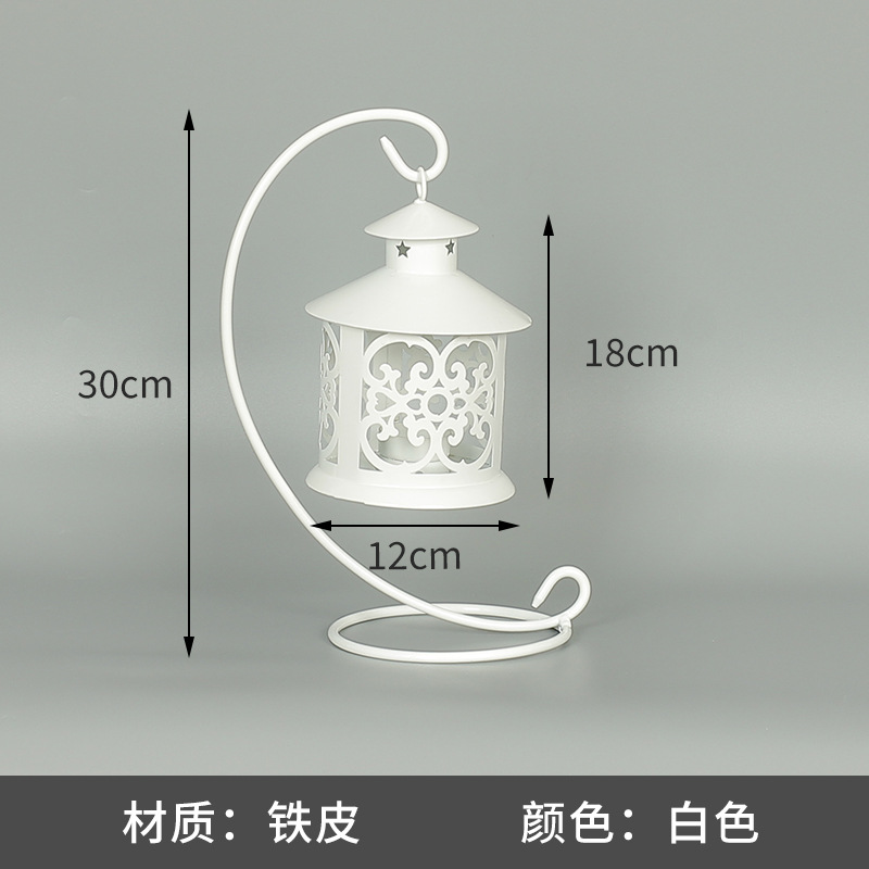 Blanco boda candelabro linterna boda carretera plomo accesorios atmósfera lámpara Marruecos viento lámpara decoración a prueba de viento vela pantalla