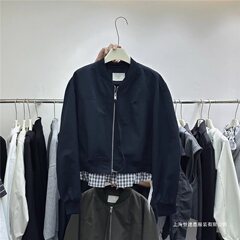 格子上衣拼接棒球外套2025立领新款宽松小个子夹克韩版短款