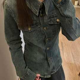毫不费力穿搭修身显瘦衬衣女2025春季新款牛仔衬衫薄外套