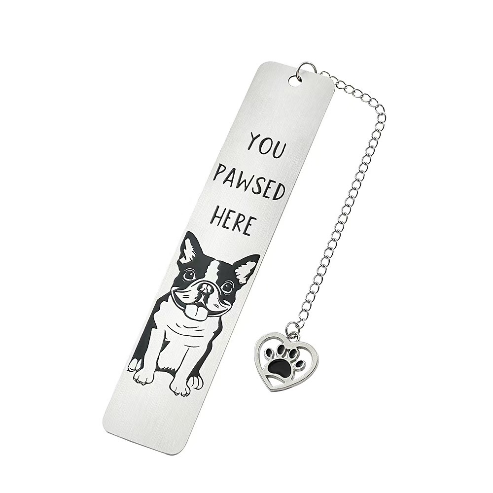 (2개) 창의적인 텍스트 북마크 흥미로운 고양이와 강아지 텍스트 북마크 스테인리스 스틸 북마크 책 페이지 클립 도매