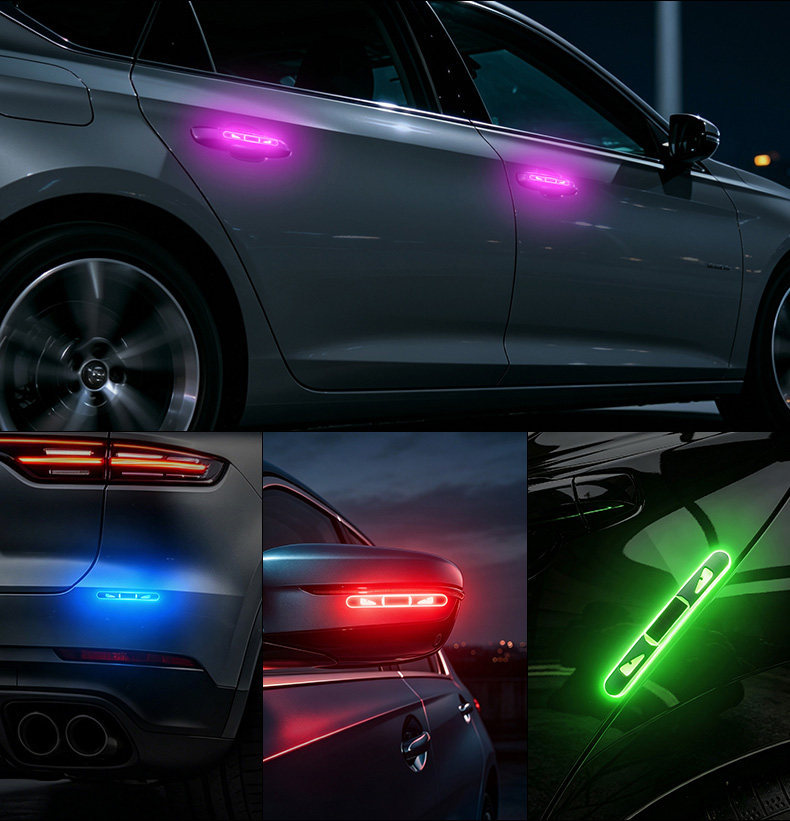 Electric vehicle light-up anti-collision strips, colorful decorative lights, solar-powered anti-collision strips, flashing lights, car and motorcycle ambient lights