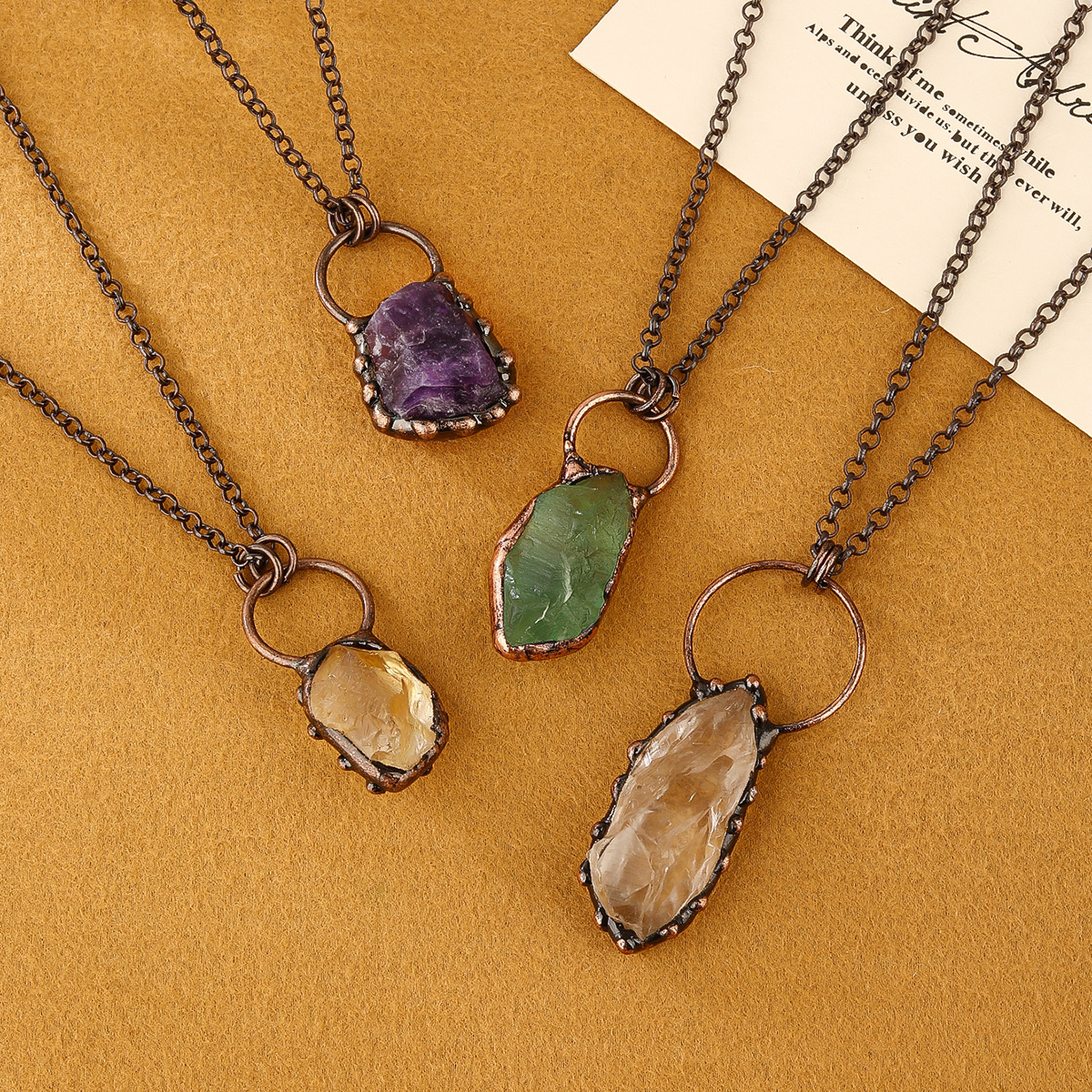 39g Weight Copper Pendant Material Natural Stone, Crystal Inlay Material Pendant Necklace Classification Copper Chain Material Belcher Chain Chain Type 1 Piece Quantity Daily Occasion Copper Material Geometric Pattern All Seasons Season Women's Gender Handmade, Inlay Design Ethnic Style, Shiny Style Wholesale Jewelry Ethnic Style Shiny Geometric Copper Natural Stone Crystal Handmade Inlay Pendant Necklace Belcher Chain 2