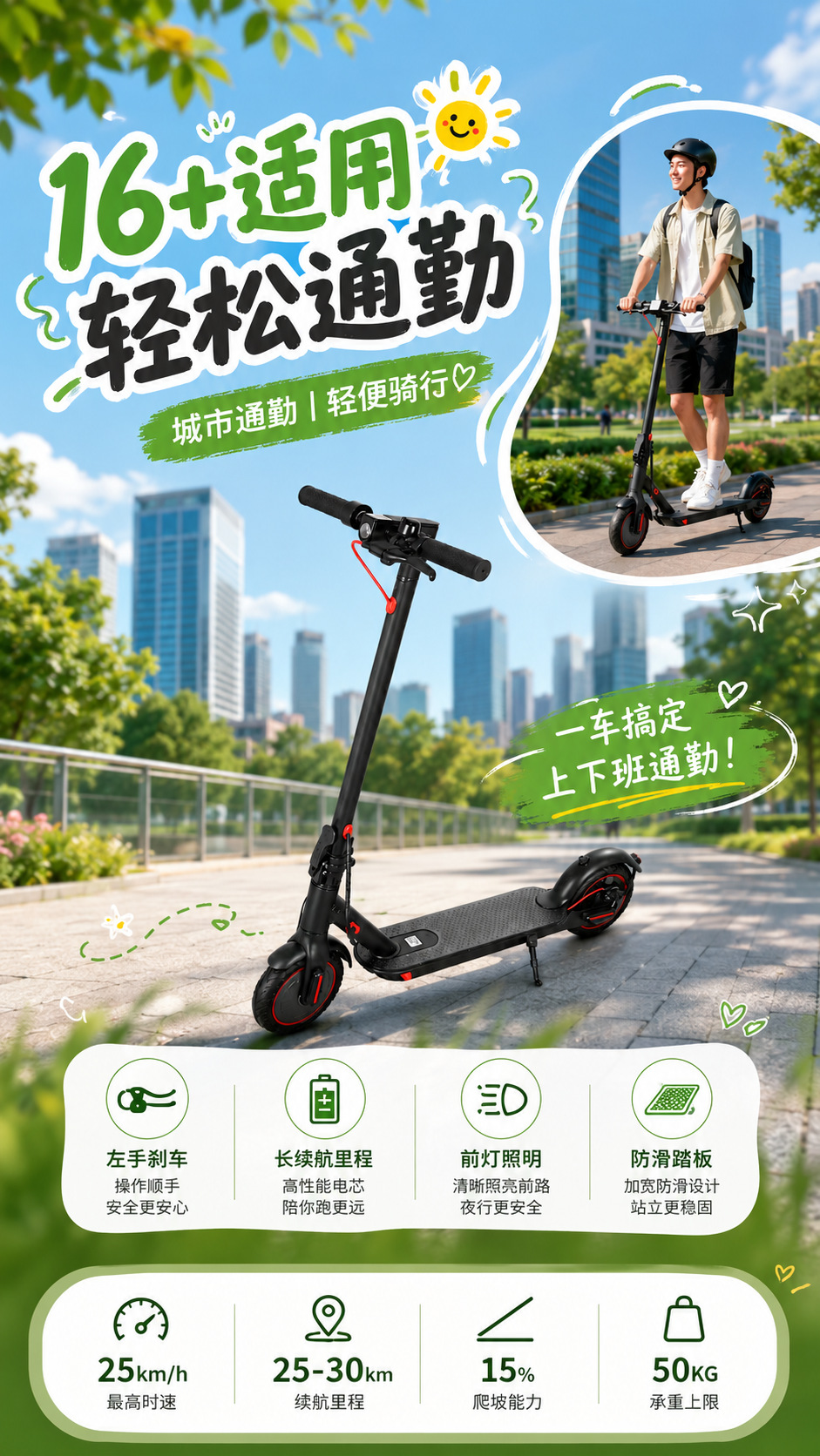 Yidouyi Electric Scooter for Teenagers and College Students, Two-Wheeled Portable Mobility Aid for Adults, Foldable Electric Scooter