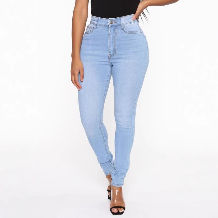 Jeans de Mujer de Cintura Alta, Elásticos y Ajustados, Moda Transfronteriza Europea y Americana