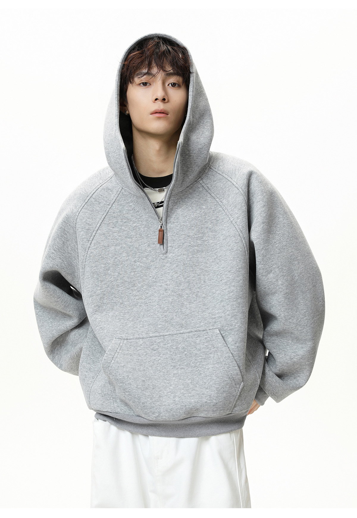 Schwerer Herren Hoodie Mit Half-zip Für Herbst Und Winter_voghion.com