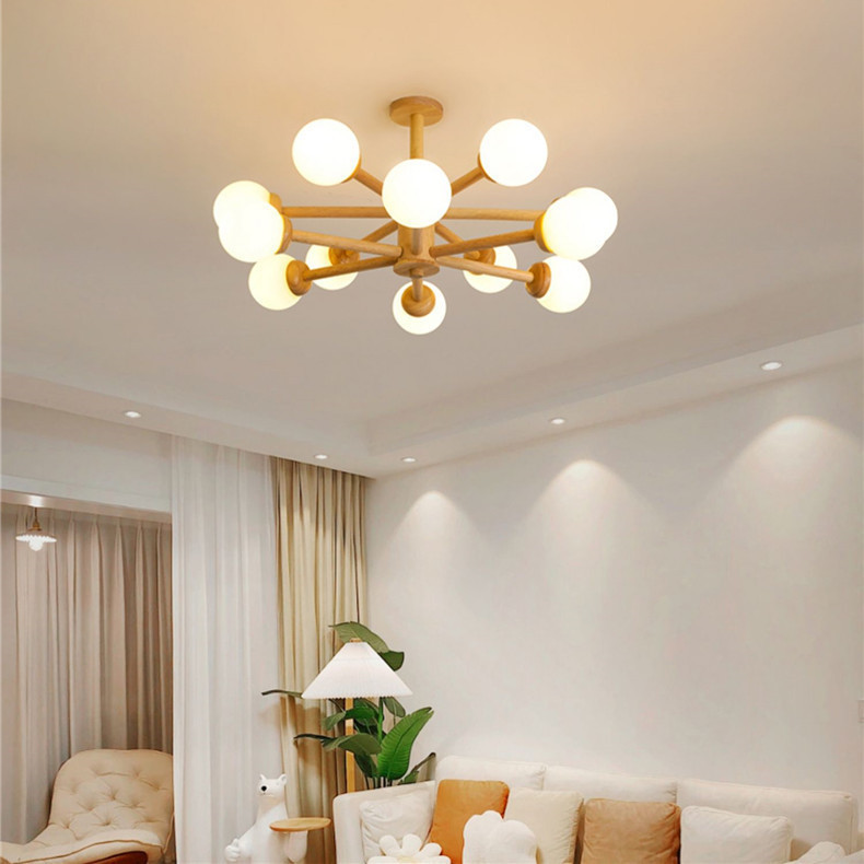 Nordic simple lamp magic bean chandelier living room lamp bedroom molecular lamp Japanese log dining hanging dining room lamp D6118 Nordic simple lamp magic bean chandelier living room lamp bedroom molecular lamp Japanese log dining hanging dining room lamp D6118