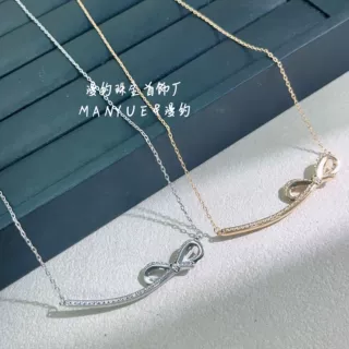 高质量CNC微笑蝴蝶结项链女老钱风气质高级感时尚欧美精工锁骨链